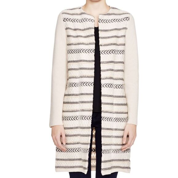 Tory Burch Jackets & Blazers - Tory Burch Cream Jacquard Woven Sweater Coat